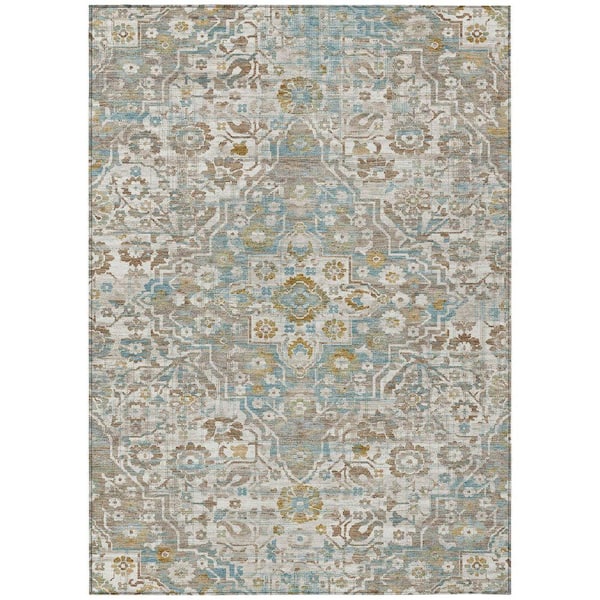 Chantille Machine Washable Indoor/Outdoor Abstract ACN2782 Ivory 8 ft. x 10 ft. Area Rug