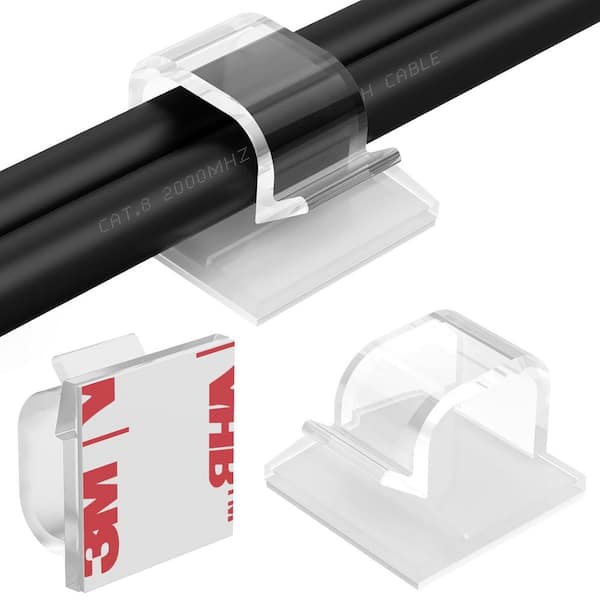 Large Cable Clips Strong Adhesive Tapes Wire Holder Organizer Cord Management Clear 40-Pack for Home Office Car