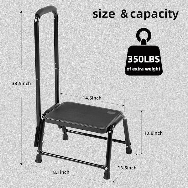 KIWDZFU 1 ft. Reach Step Stool with Handle for Adults Seniors