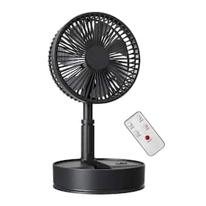 8 Inch 4 Speed Stand Fan in Black with Remote Control, Timer, Adjustable Height, 60°Oscillation, 180°Head Rotation