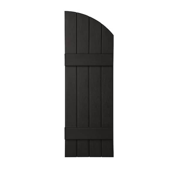 Ply Gem 15 in. x 41 in. Polypropylene Plastic 4-Board Closed Arch Top Board and Batten Shutters Pair in Peppercorn