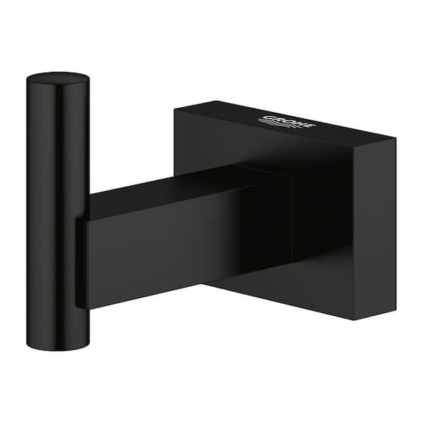 Essentials Cube Single J-Hook Robe/Towel Hook in Matte Black
