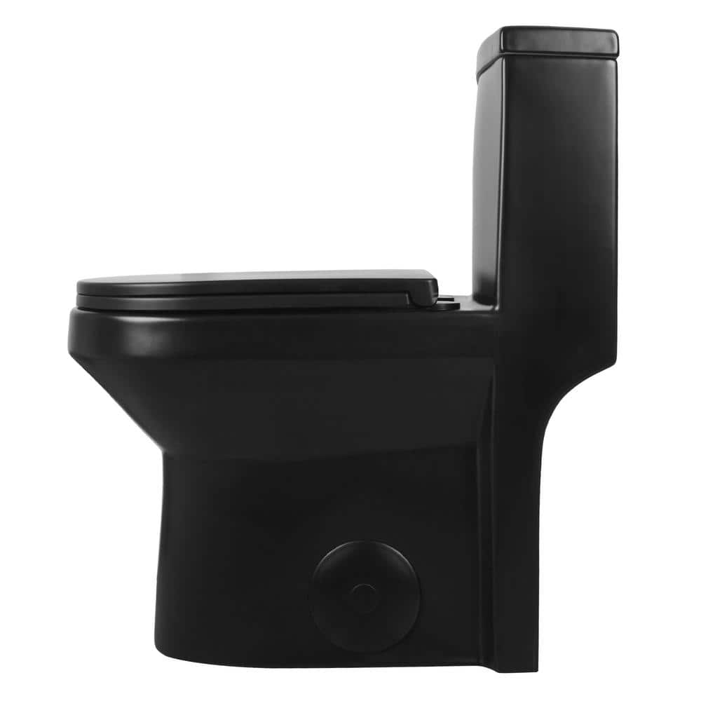 Compact Black Ceramic Dual Flush Round Toilet with Quiet-Close Seat