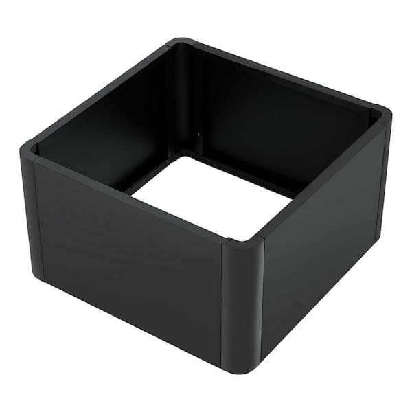 20.5 in. x 20.5 in. x 12 in. Black Metal Rectangle Planter Box with Open Bottom, Snap-on Assembly for Flowers & Herbs