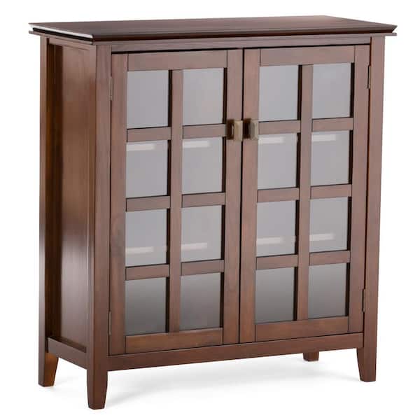 Simpli Home Artisan Solid Wood 38 in. Wide Contemporary Medium Storage Cabinet in Medium Auburn Brown
