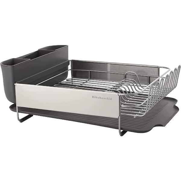 Adrinfly Large Capacity Stainless Steel Countertop Dish Rack with Removable Flatware Caddy
