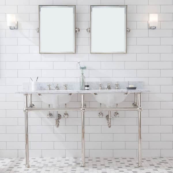 Water Creation Embassy 60 in. Brass Washstand Legs and Connectors in Polished Nickel PVD