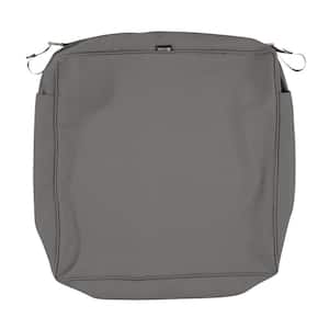 Montlake FadeSafe 23 in. W x 23 in. D x 5 in. H Square Patio Lounge Seat Cushion Slip Cover in Light Charcoal Grey