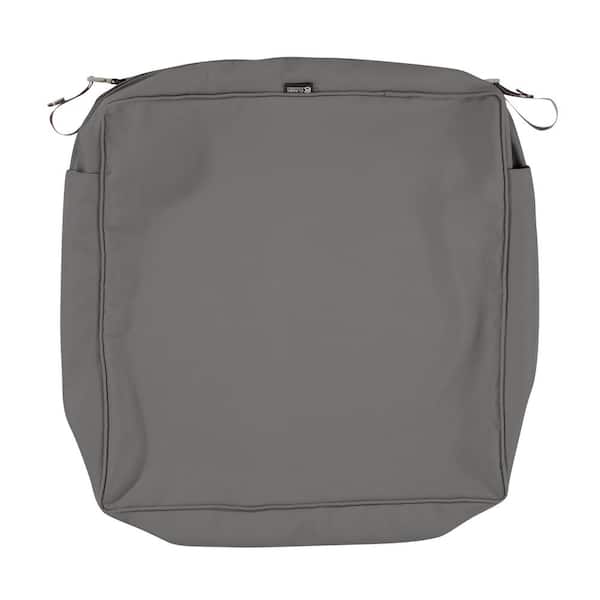 Classic Accessories Montlake FadeSafe 23 in. W x 23 in. D x 5 in. H Square Patio Lounge Seat Cushion Slip Cover in Light Charcoal Grey