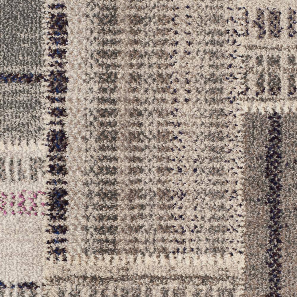 Grey Multi Geometric 3' x 5' Hand-Knotted Synthetic Area Rug