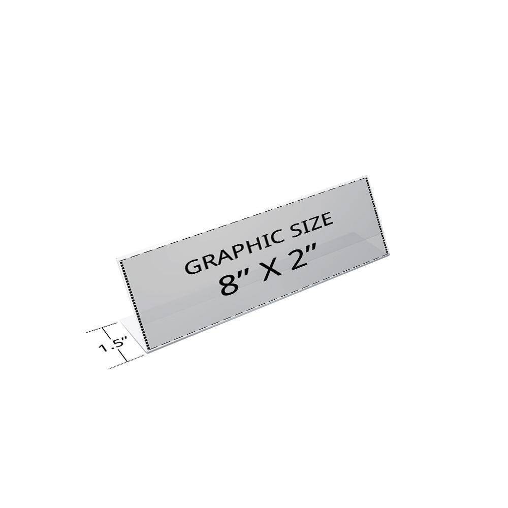 Clear Acrylic L-Shaped Desktop Sign Holder, 8" x 2"