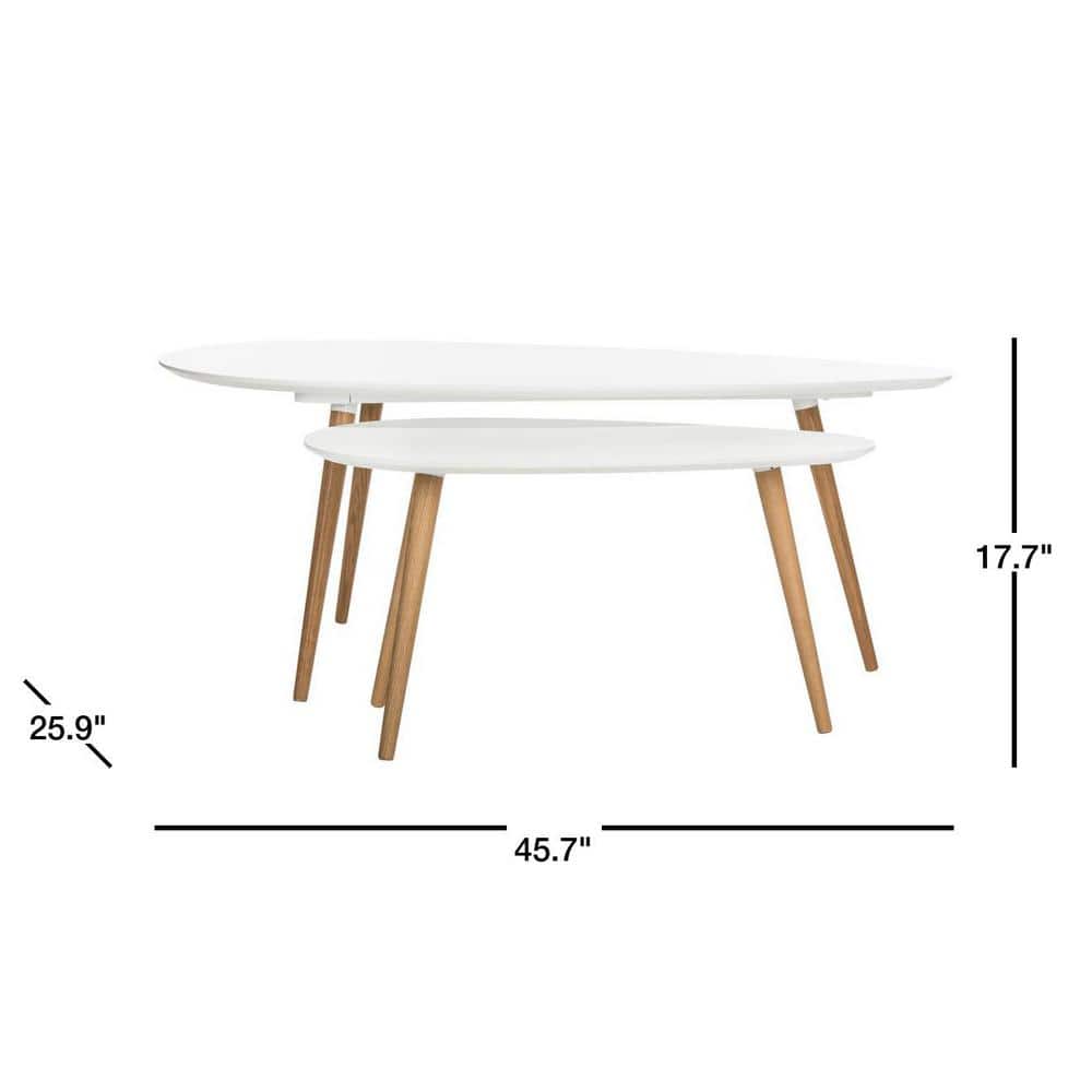 White and Natural Oak Split Coffee Table Set