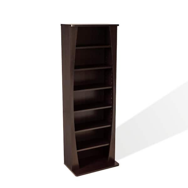 Brown Wood 6 Shelf Standard Bookcase, Narrow Bookcase With Adjustable Shelves