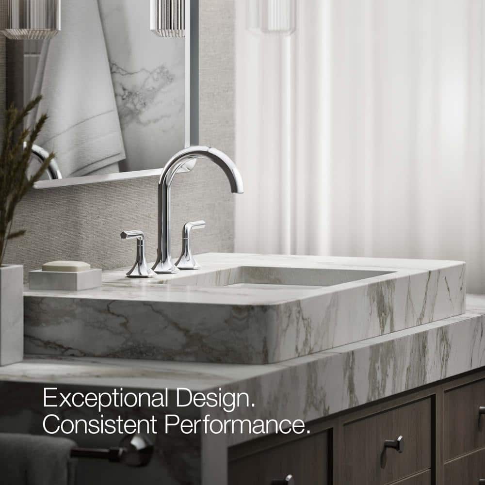 Midcentury Polished Chrome Cane Design Deck-Mount Bathroom Faucet
