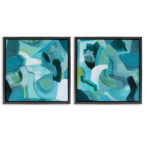 Stupell Industries Energetic Blue Patterns by Grace Popp 2-Pieces Black Floater Frame Abstract Graphic Art Print 18 in. x 18 in.