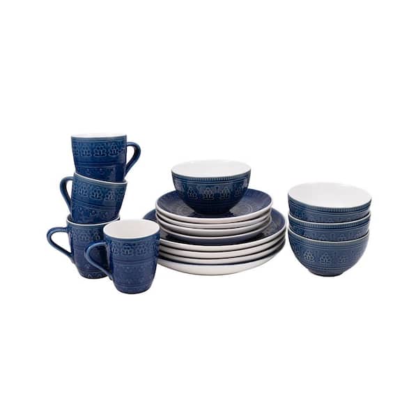 Fez 16-Piece Blue Reactive Crackleglaze Stoneware Dinnerware Set (Service for 4) - FEZ-86-41221-B