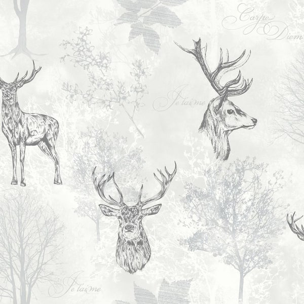 Gilbert Black Etched Stag Wallpaper
