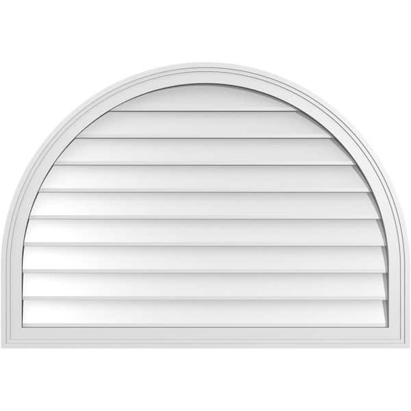 Ekena Millwork 40 in. x 28 in. Round Top Surface Mount PVC Gable Vent: Decorative with Brickmould Frame