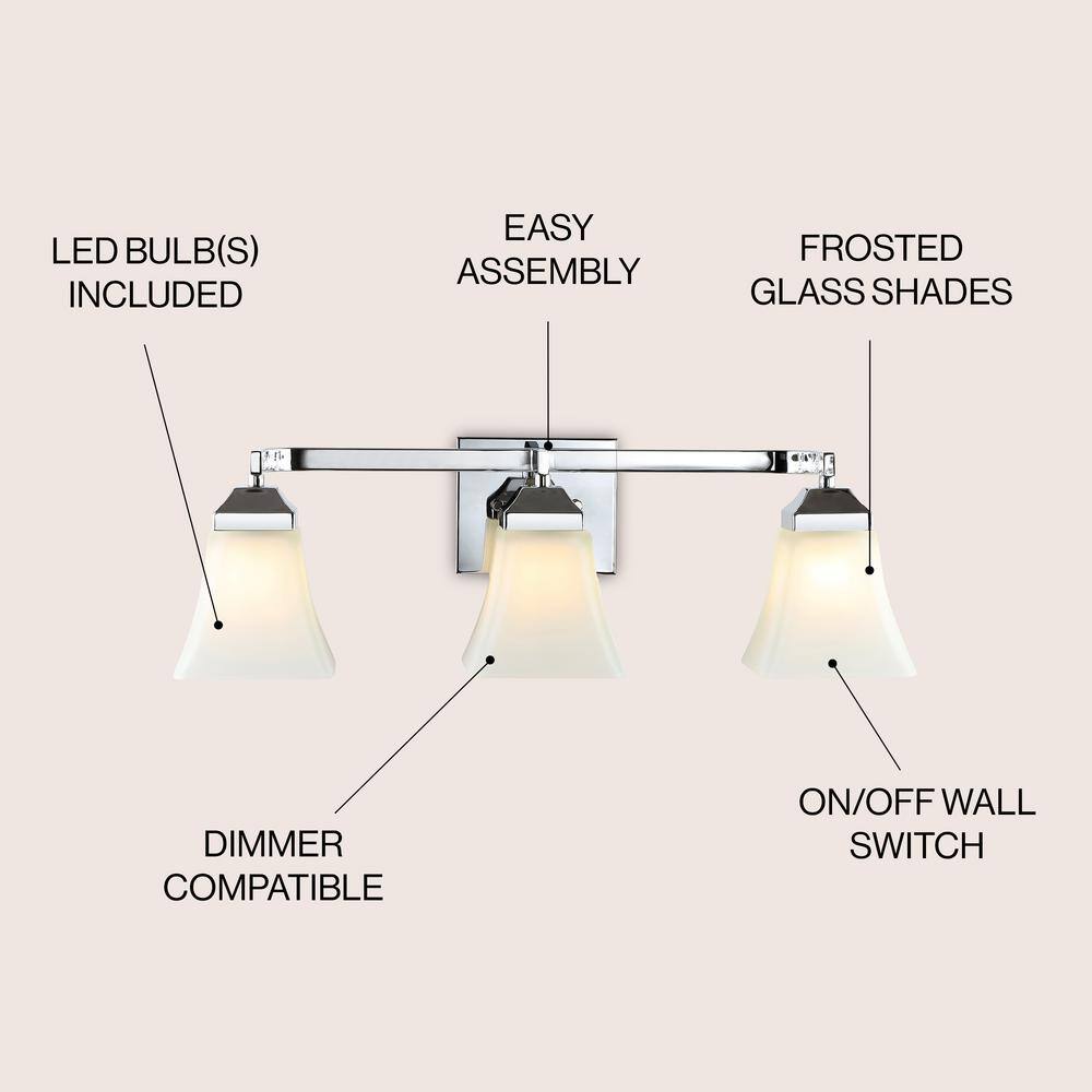 Staunton 24" Chrome 3-Light Iron and Glass Vanity Light