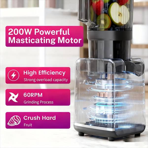 COWLOWN Black Cold Press Juicer with 6" Large Wide Feed Opening, High Juice Yield Slow Masticating Juicer CLCLJY746 - The Home Depot