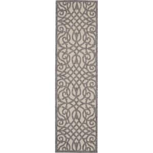 Palamos Cream Gray 2 ft. x 8 ft. Kitchen Runner Geometric Contemporary Indoor/Outdoor Patio Area Rug