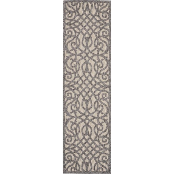 Home Decorators Collection Palamos Cream Gray 2 ft. x 8 ft. Kitchen Runner Geometric Contemporary Indoor/Outdoor Patio Area Rug