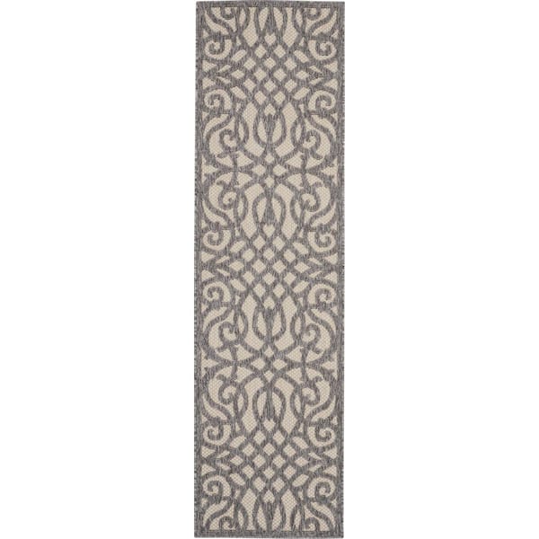 Home Decorators Collection Palamos Cream Gray 2 ft. x 8 ft. Kitchen Runner Geometric Contemporary Indoor/Outdoor Patio Area Rug