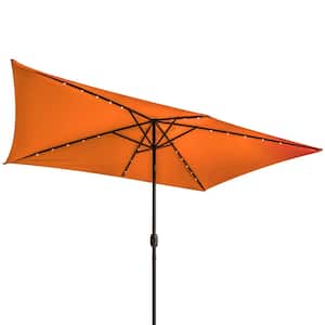 10 ft. x 6.5 ft. Rectangular Solar Powered LED Lighted Patio Market Umbrella (Orange)