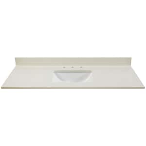 61 in. W x 22 in. D Engineered Quartz Vanity Top in Ice Storm with White Trough Single Basin