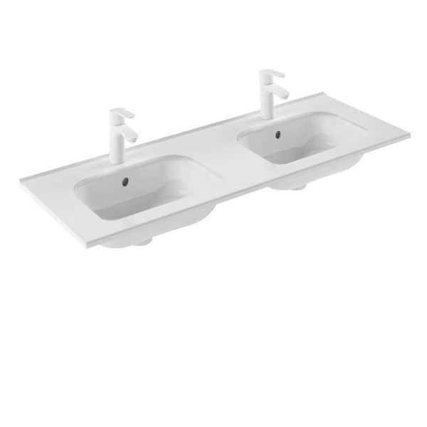 WS Bath Collections Slim 47.2 in. W x 18.0 in. D Ceramic Vanity Top in Glossy White