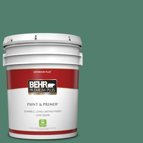 BEHR PREMIUM PLUS 5 gal. #M430-6 Park Bench Flat Low Odor Interior Paint & Primer