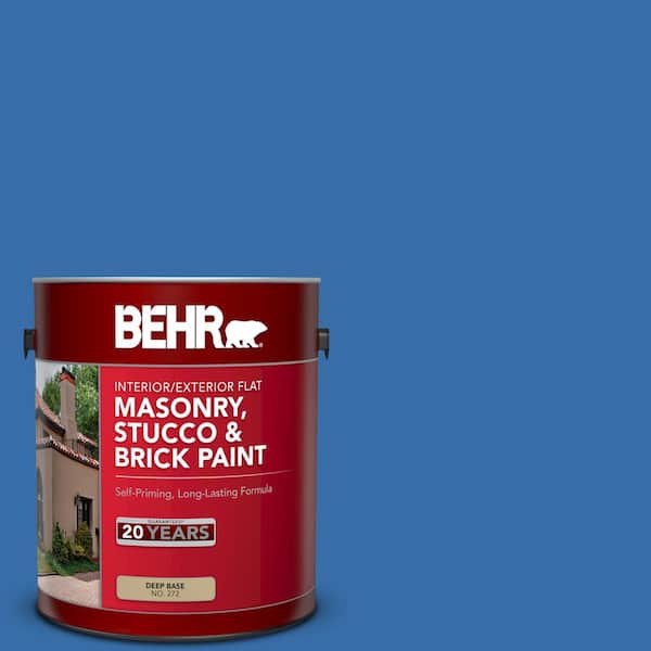 BEHR 1 gal. #P520-6 Mega Blue Flat Interior/Exterior Masonry, Stucco and Brick Paint