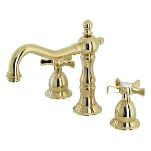 Hamilton 8 in. Widespread 2-Handle Bathroom Faucets with Brass Pop-Up in Polished Brass