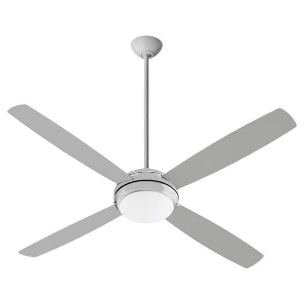 quorum EXPO 60 in. 4-Blade 4-Light 9-Watt Medium Base Non-Dimming-LED Light in Satin Nickel Ceiling Fan