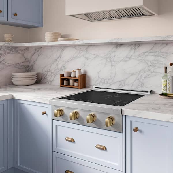 Autograph 30 in. Paramount Induction Rangetop with 4 Element Cooktop in Satin Stainless Steel and Champagne Bronze