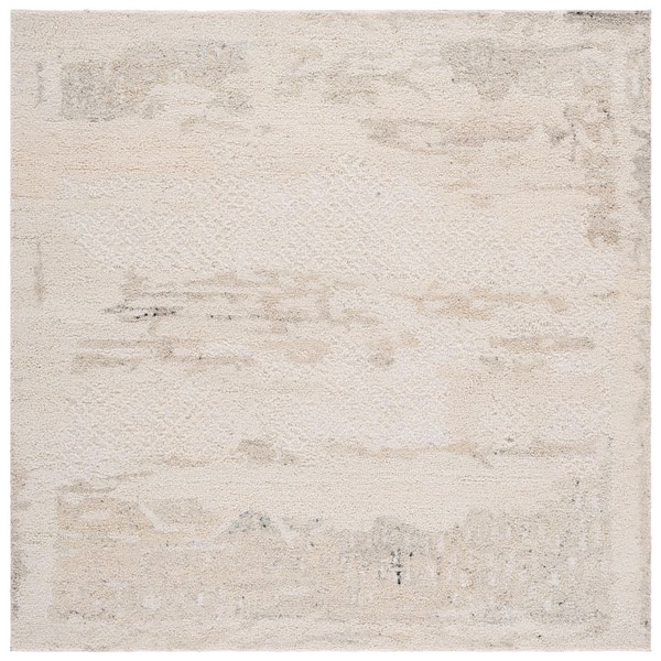 SAFAVIEH Harvest 6 ft. x 6 ft. Ivory/Gray Distressed Diamond Square ...