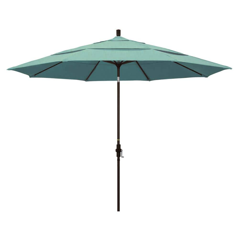 California Umbrella 11 ft. Bronze Aluminum Pole Market Aluminum Ribs ...