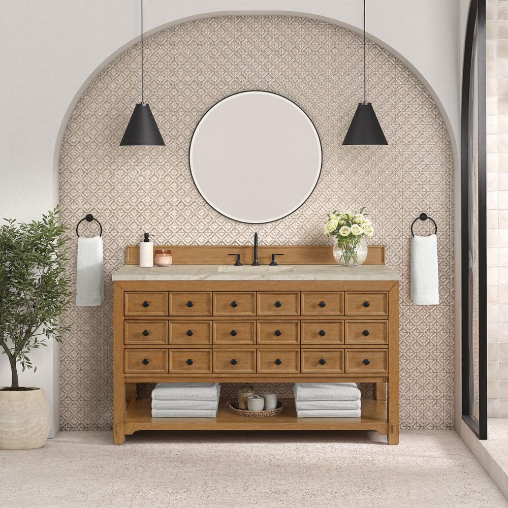 Malibu 60.0 in. Single Bath Vanity in Amber Birch with Tajnar Engineered Composite Top price history on PriceWatchPro
