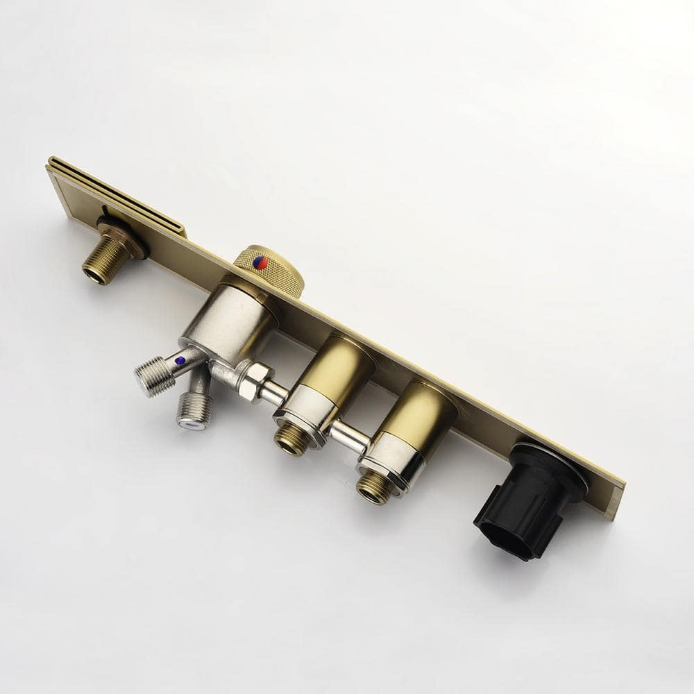 Brushed Gold Single Handle Waterfall Tub Faucet with Hand Shower