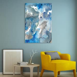 "Subtle Blues Ii" Abstract Frameless Free Floating Tempered Glass Panel Graphic Wall Art