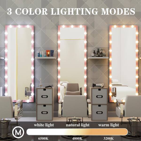 Modern 23.3 in. W x 62.6 in. H Rectangular Pink Metal Frame Wall