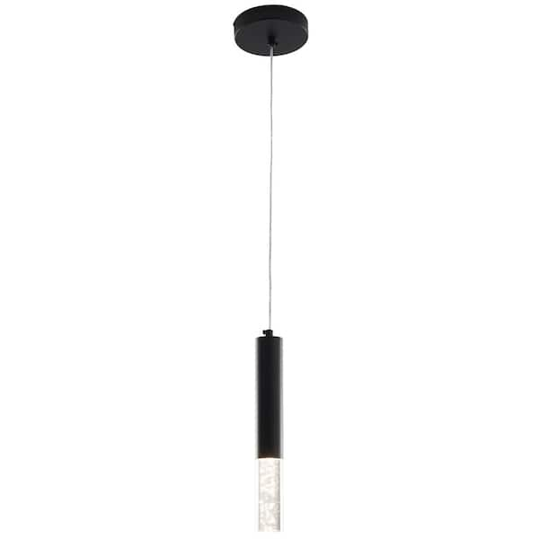 LED 7-Watt 1-Light Kitchen Island Black Acrylic Mini Pendant Light, Adjustable Hanging Length