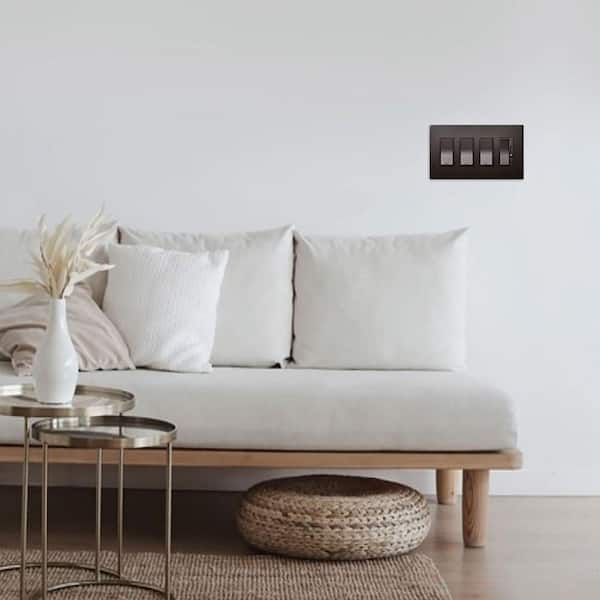 Legrand Radiant 4-Gang Screwless Wall Plate – Decora Cover, Black, 1-Pack Plastic