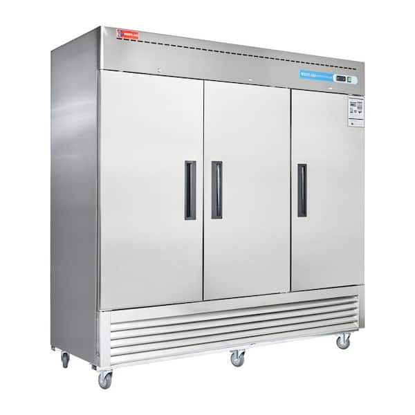 82 in. W. 72 cu. ft. Commercial Refrigerator 3-Solid Door Electronic Control System Stainless Steel