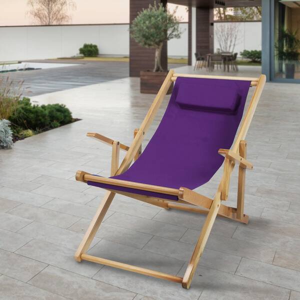 Casual Home Natural Frame And Purple, Folding Canvas Lawn Chairs