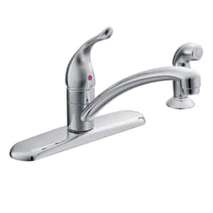 Chateau Single-Handle Fixed Kitchen Faucet with Side Sprayer in Chrome