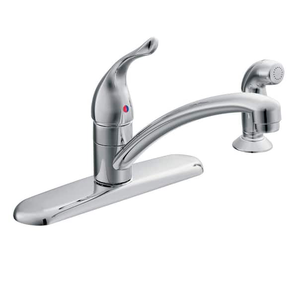 MOEN Chateau Single-Handle Fixed Kitchen Faucet with Side Sprayer in Chrome