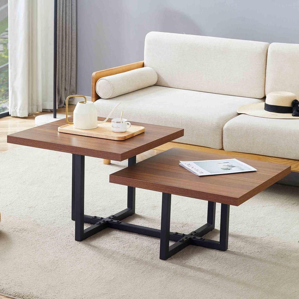 45.2 in. Walnut Rectangle MDF Coffee Table