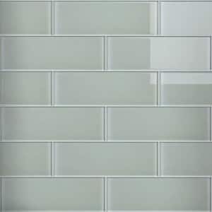 Crystile Soft White 4 in. X 12 in. Glossy Glass Subway Tile (10 sq. ft./Case)