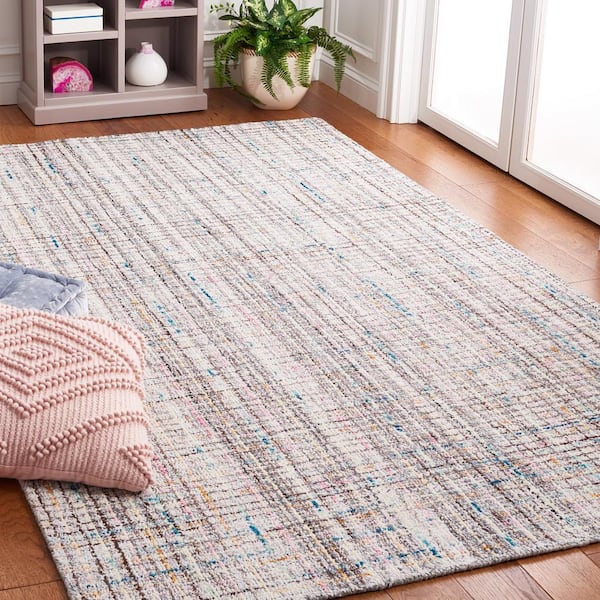 Abstract Pink/Brown 8 ft. x 10 ft. Modern Plaid Area Rug